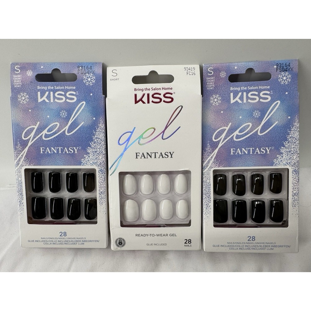 KISS GEL Fantasy Press on Nails,  THREE Sets! Black And White Halloweeen